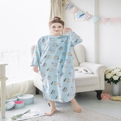 Winter winter Coral Fleece Pajamas female thickened Nightgown pregnant women can wear cute Korean winter flannel suit Home Furnishing 160 (M) Purse Blue