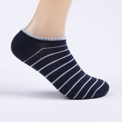Men's summer cotton socks for sports socks in summer low low tide men and women couples socks factory wholesale 10 - 13.5 yuan, sending 2 double Dark blue stripes