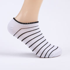 Men's summer cotton socks for sports socks in summer low low tide men and women couples socks factory wholesale 10 - 13.5 yuan, sending 2 double Stripe white