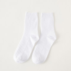 Men's socks fall in tube socks on cotton socks, simple color bar art trendy socks F White 6