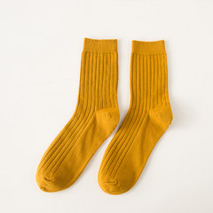 Men's socks fall in tube socks on cotton socks, simple color bar art trendy socks F Curcuma 5