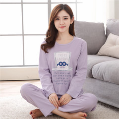 Casual cotton pajamas, women's autumn big size long sleeve trousers set, Korean lady's Cotton autumn winter cartoon home wear M code (weight 80-100 Jin) Asamura Ko: long sleeved suit