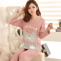 Every day special spring and autumn pajamas, ladies lovely cartoon long sleeved pure cotton home clothes, winter cotton can be worn outside S Long sleeve pocket.