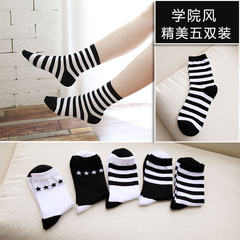 Cotton socks socks children in autumn and winter, wind long socks female Korean Korean winter Japanese all-match tide Buy one group and send one group (10 pairs altogether) 12145 Girls College wind tube