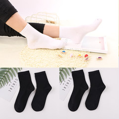 The children in the stockings of cotton socks, the Department of Korean pure all-match Ms. Qiu dongkuan black socks socks 5XL (280 Jin) 4 double black +4 double white