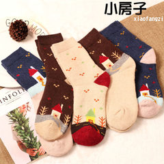 Socks, ladies, Korean wool thickening, winter super thick warmth, autumn winter college wind cotton tube wool 5XL (280 Jin) Small house women's money five double pack