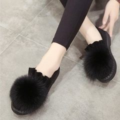 In the autumn of 2017 new fox wool shoes comfortable flat Plush Korean all-match antiskid shoes shoes tide Doug shallow mouth Thirty-eight Black thickening