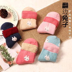 Socks, ladies, Korean wool thickening, winter super thick warmth, autumn winter college wind cotton tube wool 5XL (280 Jin) Flanging rabbit female paragraph five double loading