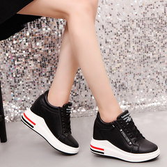 White shoe 2017 female new autumn increase in women 8cm all-match side zipper shoes soled sports shoes Thirty-eight black