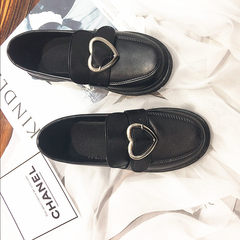2017 new single shoes with Korean all-match cashmere shoes England autumn loafer shoes a student Harajuku Thirty-eight Black love money