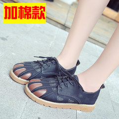 The wind in autumn 2017 new students Harajuku Korean sports shoes all-match ulzzang British Soft sister small leather shoes Thirty-eight Standard black