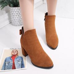 2017 new autumn and winter boots boots with thick cashmere heels boots Bottine Martin pointed. Thirty-eight Yellow brown