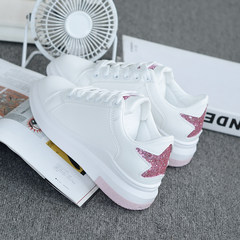 Autumn white shoes 2017 new all-match Korean student flat white shoes canvas shoes female thick bottom shoes Thirty-eight Powder