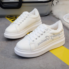 In the autumn of 2017 new all-match embroidery white shoes casual shoes breathable shoes leather soled Korean student shoes Thirty-eight White + Cotton
