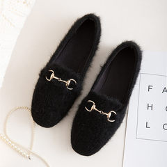 New autumn flat shoes, Korean style, round head, single mouth, single foot, pedal, lazy, happy shoe tide Thirty-eight Black (single interior version)