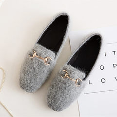 New autumn flat shoes, Korean style, round head, single mouth, single foot, pedal, lazy, happy shoe tide Thirty-eight Grey (single edition)