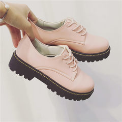 Autumn shoes, retro leather shoes, women's new 2017, New England College, thick soles, single shoes, flat shoes with low soles Thirty-eight Foot fat wide suggest a big shot