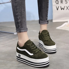 Platform shoes women shoes fall 2017 new muffin shoes all-match tide tie Korean students shoes Thirty-eight green