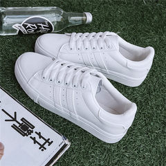 Based all-match autumn white shoe shoes Korean 2017 new canvas shoes white shoes sports shoes in students Thirty-eight white