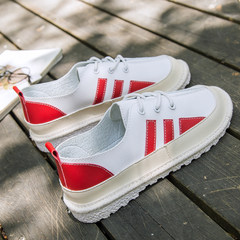 Korean students all-match ugly adorable shoes 2017 summer autumn wind port new Harajuku ulzzang canvas shoes women shoes Thirty-eight Red and white (super fiber skin)