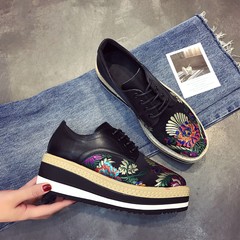 The new shoes fall 2017 platform shoes Harajuku British style Korean tide high-heeled shoes all-match leisure Thirty-eight black