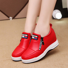 Fall thick bottom zipper women leisure sports shoes 2017 new students all-match soft bottom shoes. Thirty-eight Red 323
