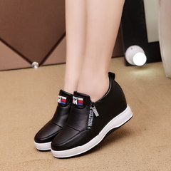 Fall thick bottom zipper women leisure sports shoes 2017 new students all-match soft bottom shoes. Thirty-eight Black 323