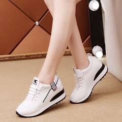 Fall thick bottom zipper women leisure sports shoes 2017 new students all-match soft bottom shoes. Thirty-eight White 8731
