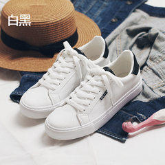 In the autumn of 2017 new white shoe female Korean leather canvas shoes casual shoes all-match white shoes female students Thirty-eight White and black
