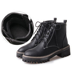 Martin boots British style boots 2017 female students all-match spring and autumn new Harajuku women shoes winter boots with thick Thirty-eight Black Dan Li