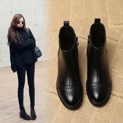 2017 new spring and autumn wind autumn Korean all-match Harajuku Martin boots shoes with flat bottomed boots boots Thirty-eight Black (Bo Maorong)