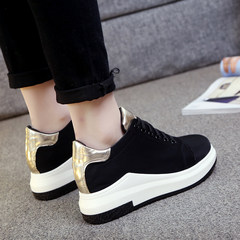 2017 new shoes of autumn travel shoes increased Harajuku sneakers thick soled shoes female. Thirty-eight Black Lycra 9921