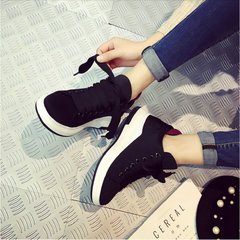 2017 new shoes of autumn travel shoes increased Harajuku sneakers thick soled shoes female. Thirty-eight Black Lycra 9923