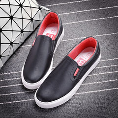 In the autumn of 2017 new shoes white shoes all-match canvas shoes shoes slip-on Korean pedal flat white shoes Thirty-eight black