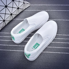 In the autumn of 2017 new shoes white shoes all-match canvas shoes shoes slip-on Korean pedal flat white shoes Thirty-eight A21 white green