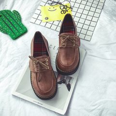 Small leather shoes all-match Korean female student ulzzang Harajuku Institute wind thick bottom shoes fall 2017 new tide Thirty-eight Light brown