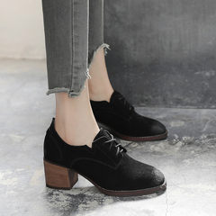In autumn 2017 New England all-match shoes shoes shoes retro Korean documentary rough heels female students Thirty-eight Atmospheric Black