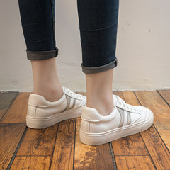 2017 new leather shoes all-match white Korean female student ulzzang autumn shoes shoes wind port Harajuku Thirty-eight silver