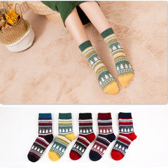 Autumn and winter thickening of women's socks, Sen Department of retro pure cotton socks, ladies in tube wool socks, Korean version of two bar socks 5XL (280 Jin) Double tree (optional color, message notes)