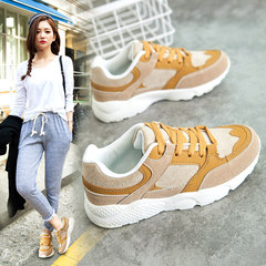 The fall of the new 2017 Harajuku sport shoes, ulzzang running shoes leisure Korean students all-match thick bottom Thirty-eight Beige (updated flannelette standard size)