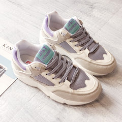 The fall of the new 2017 Harajuku sport shoes, ulzzang running shoes leisure Korean students all-match thick bottom Thirty-eight Gray purple (slightly smaller)