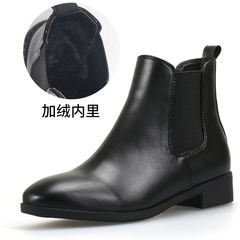 2017 new female boots fall flat minimalist Martin boots British style all-match round spring single boots boots Thirty-eight Black velvet