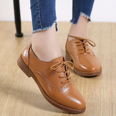 Ladies fall 2017 new Korean Bullock British style shoes all-match plus cashmere casual shoes female small leather shoes Thirty-eight brown