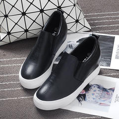 2017 new summer shoes white shoe female increased thick bottom pedal all-match lazy autumn shoes Thirty-eight H16020 black PU