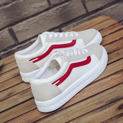 New canvas shoes shoes fall all-match white shoe lace shoes street a Korean student leisure shoes Thirty-eight White Red