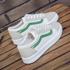 New canvas shoes shoes fall all-match white shoe lace shoes street a Korean student leisure shoes Thirty-eight White green