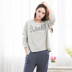 Women's pure cotton pajamas in spring and autumn, women's autumn and winter, thin long sleeves, Korean Edition, fresh cartoon home clothes, women's winter two sets L [rising prices are limited] Warm grey