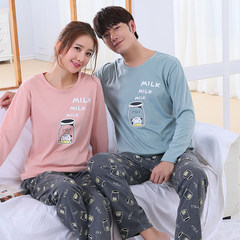 Autumn and autumn lovers pajamas long sleeves pure cotton female Autumn Edition cute cartoon autumn winter men's home suit set A single set of 35 yuan, two sets of 65 yuan Eight hundred and twenty