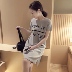 Summer lady cotton short sleeved Long Nightgown Pajamas fresh sweet and lovely cartoon Korean students of liberal code M When the grey [quality] version