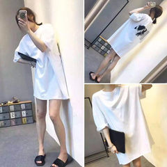 Summer lady cotton short sleeved Long Nightgown Pajamas fresh sweet and lovely cartoon Korean students of liberal code M Girl pure white [high quality edition]